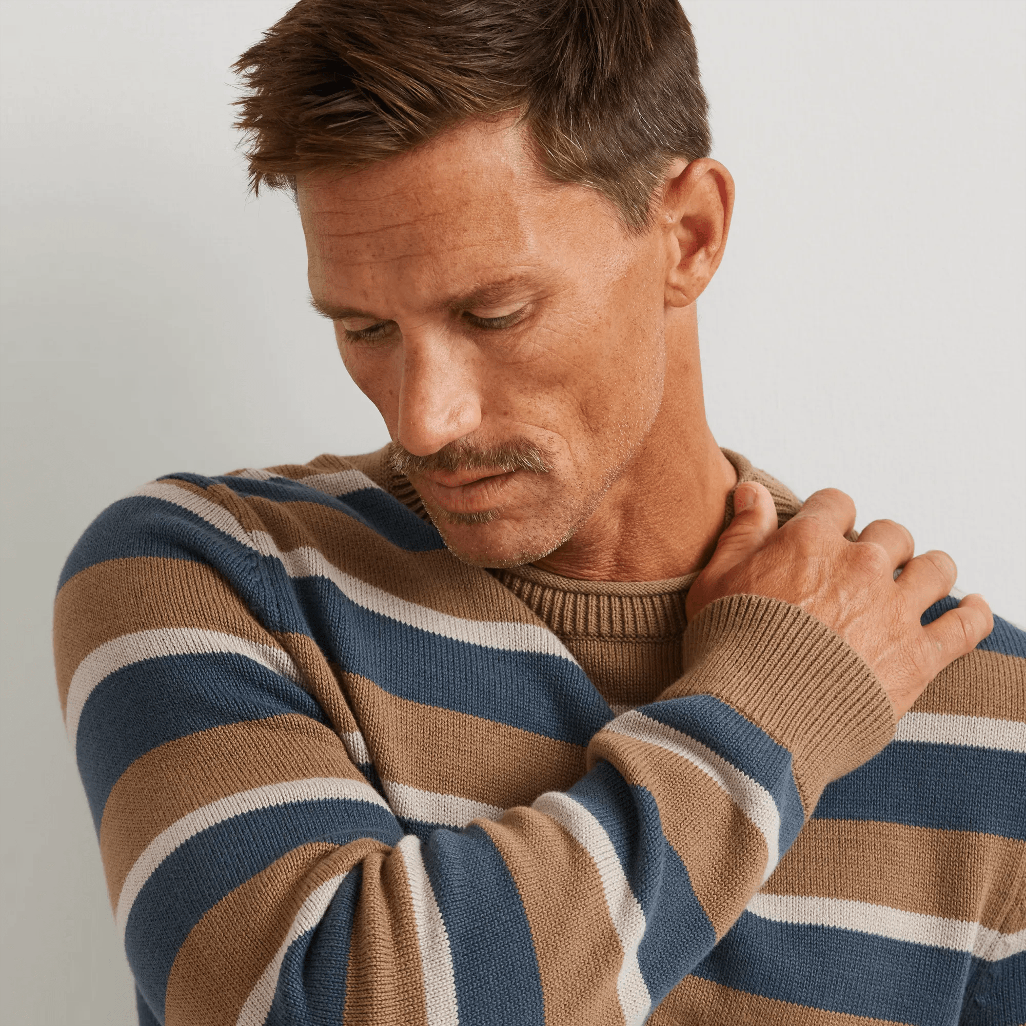 Men's Classic Roll Neck Sweater - Stripe - Image 2