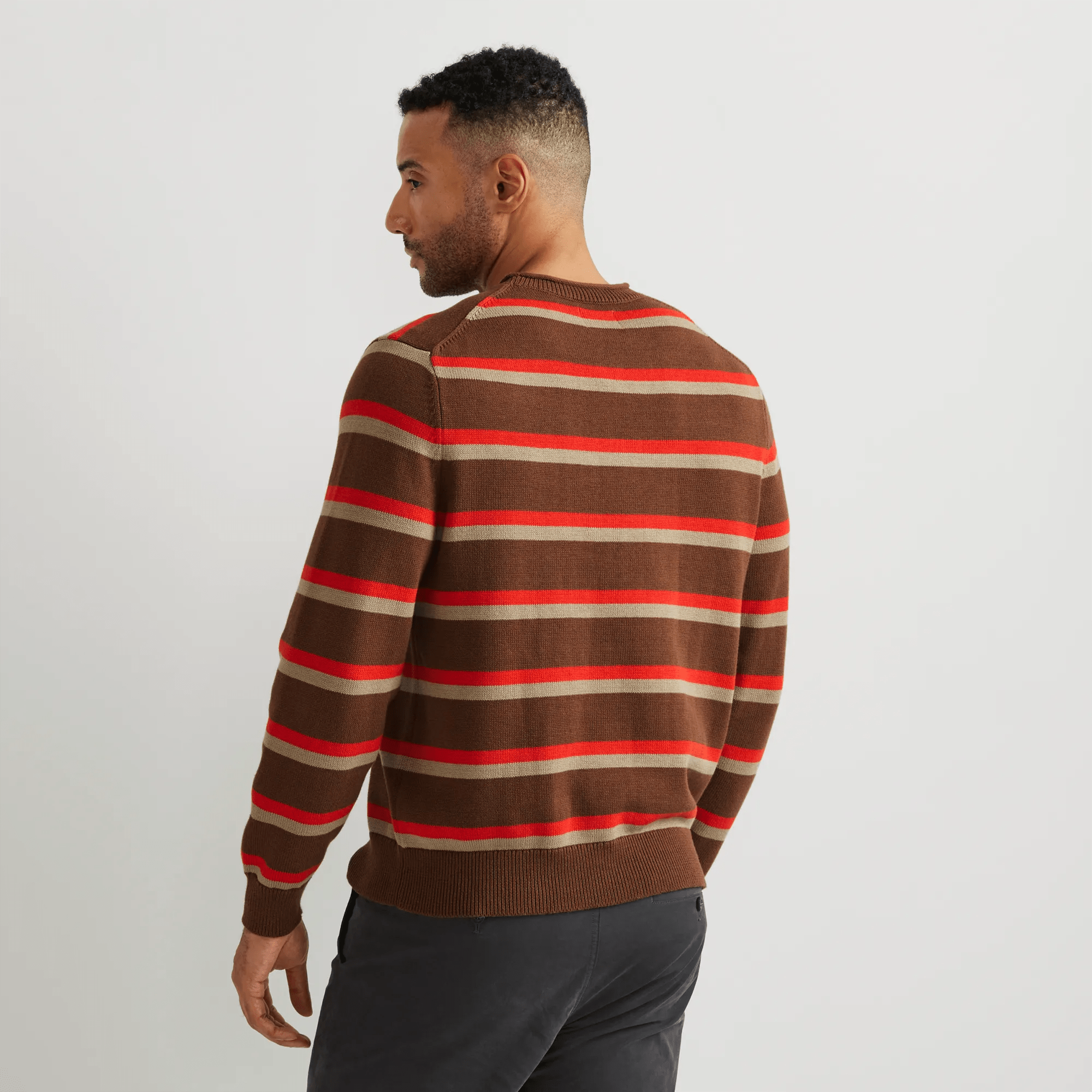 Men's Classic Roll Neck Sweater - Stripe - Image 2