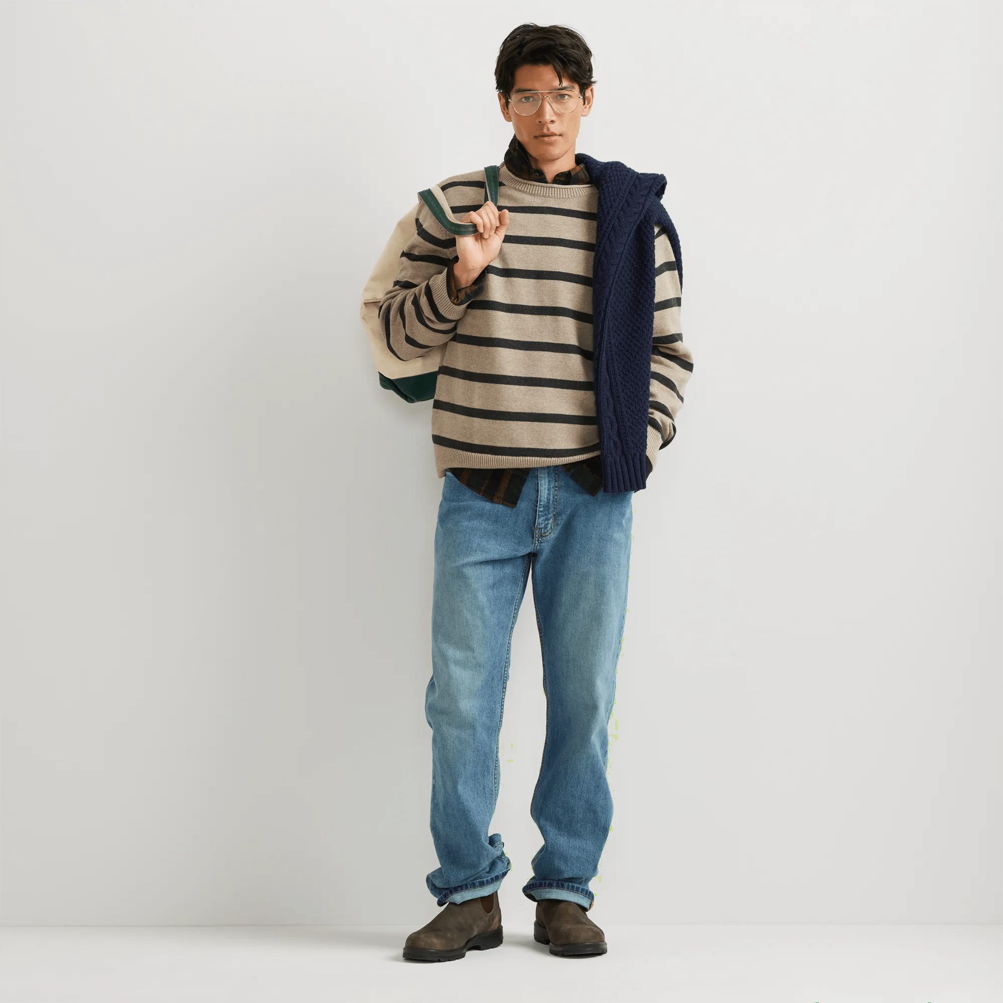 Men's Signature Roll Neck Sweater - Stripe - Image 3