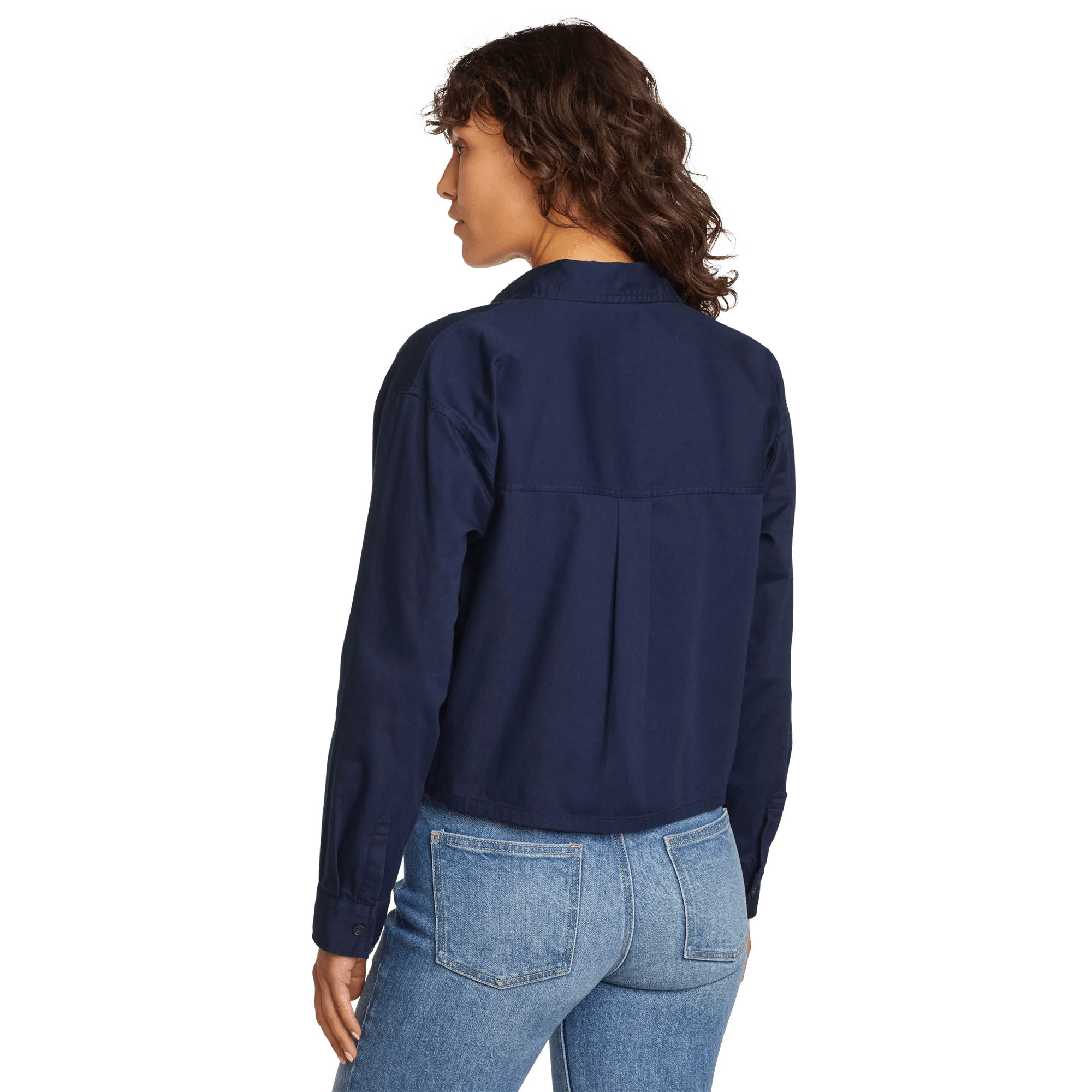 Women's Everyday Cotton Cropped Long-Sleeve Shirt - Image 2