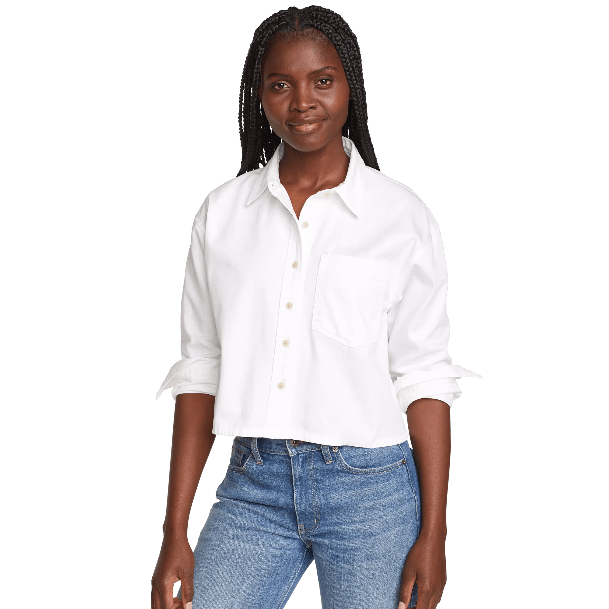 Women's Everyday Cotton Cropped Long-Sleeve Shirt - Image 4