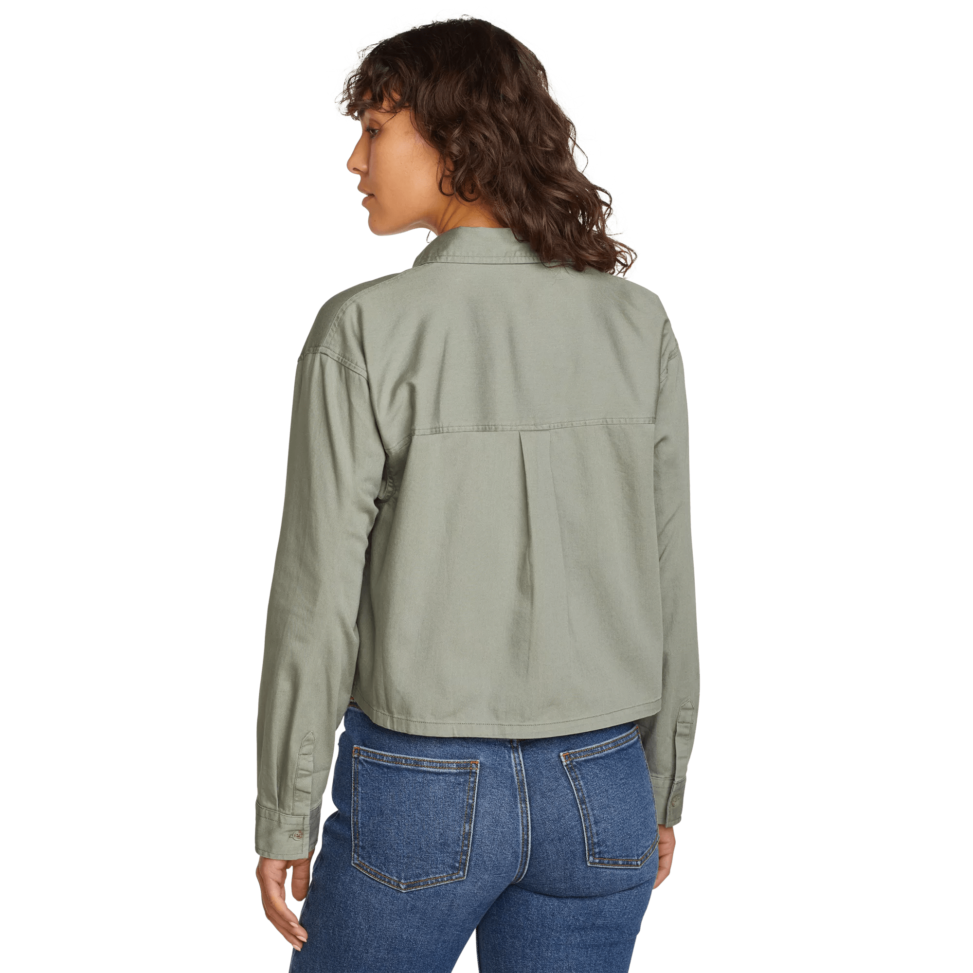 Women's Everyday Cotton Cropped Long-Sleeve Shirt - Image 2