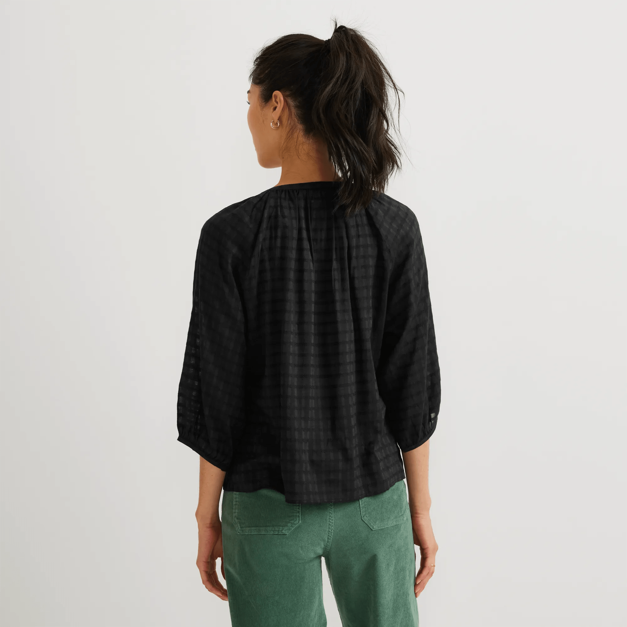 Women's Meadow Texture Quarter-Sleeve Top - Solid - Image 2