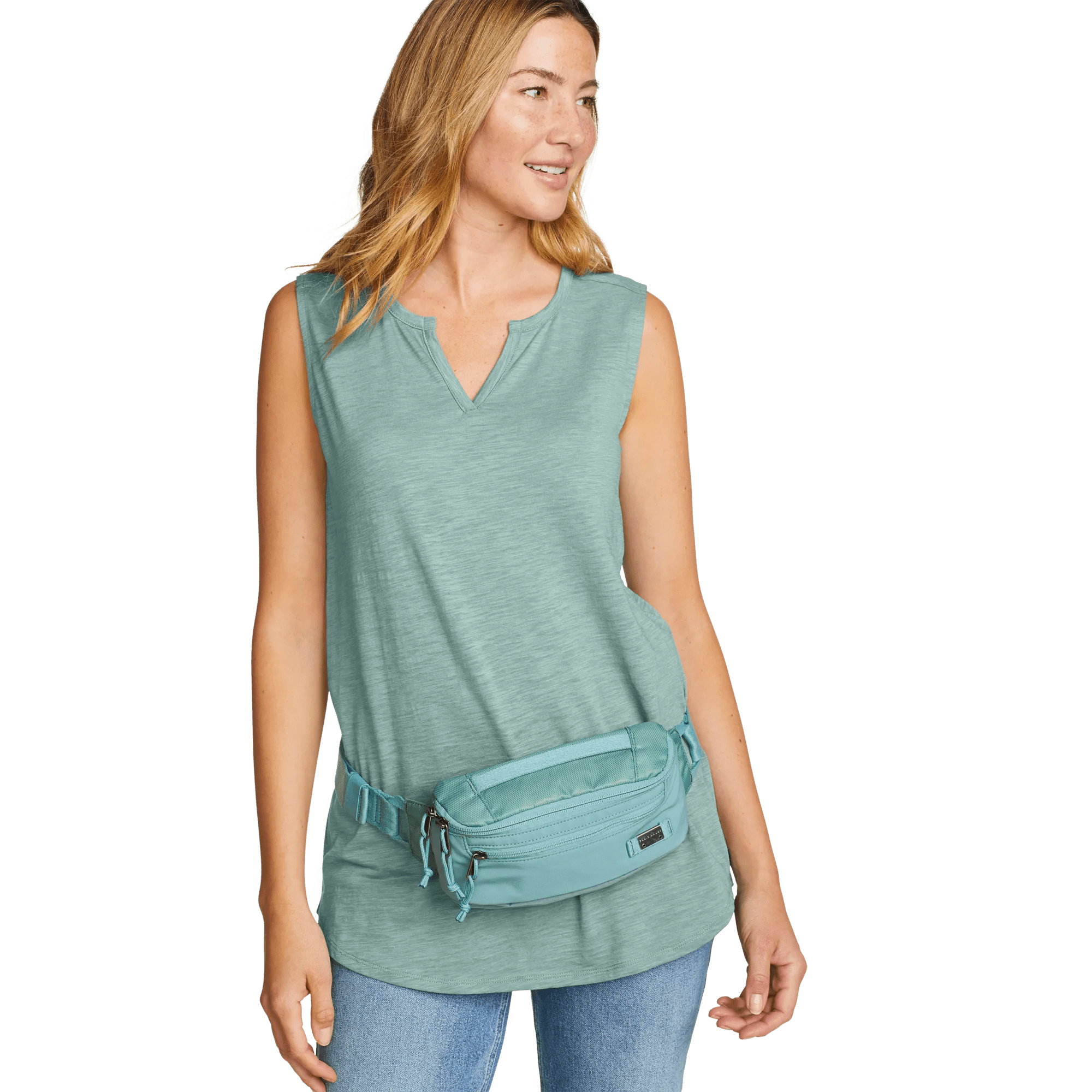 Women's Gate Check Sleeveless Split-Neck Tunic - Image 3