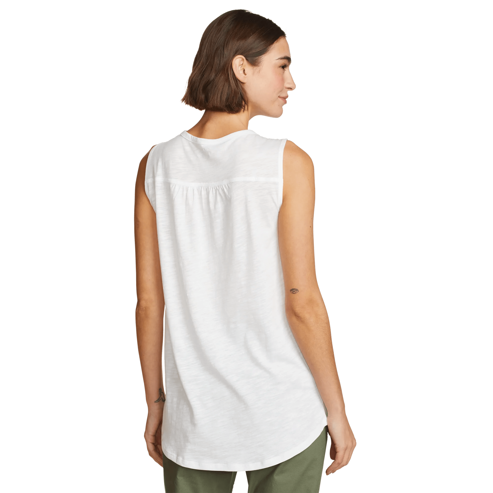 Women's Gate Check Sleeveless Split-Neck Tunic - Image 2