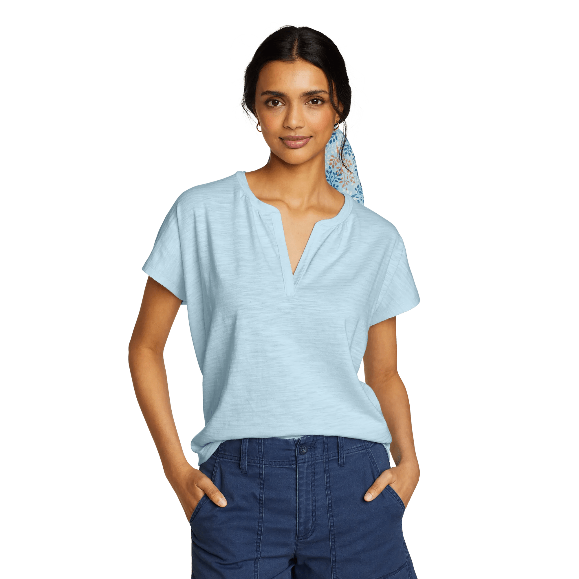 Women's Sunny Slub-Texture Notch Neck Top - Image 3