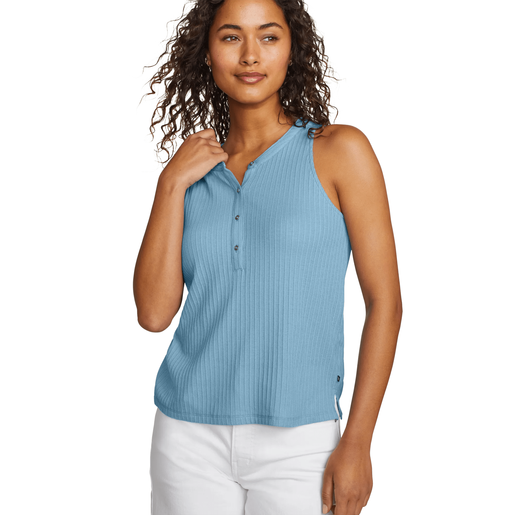 Women's Seaside Ribbed Henley Tank - Image 3