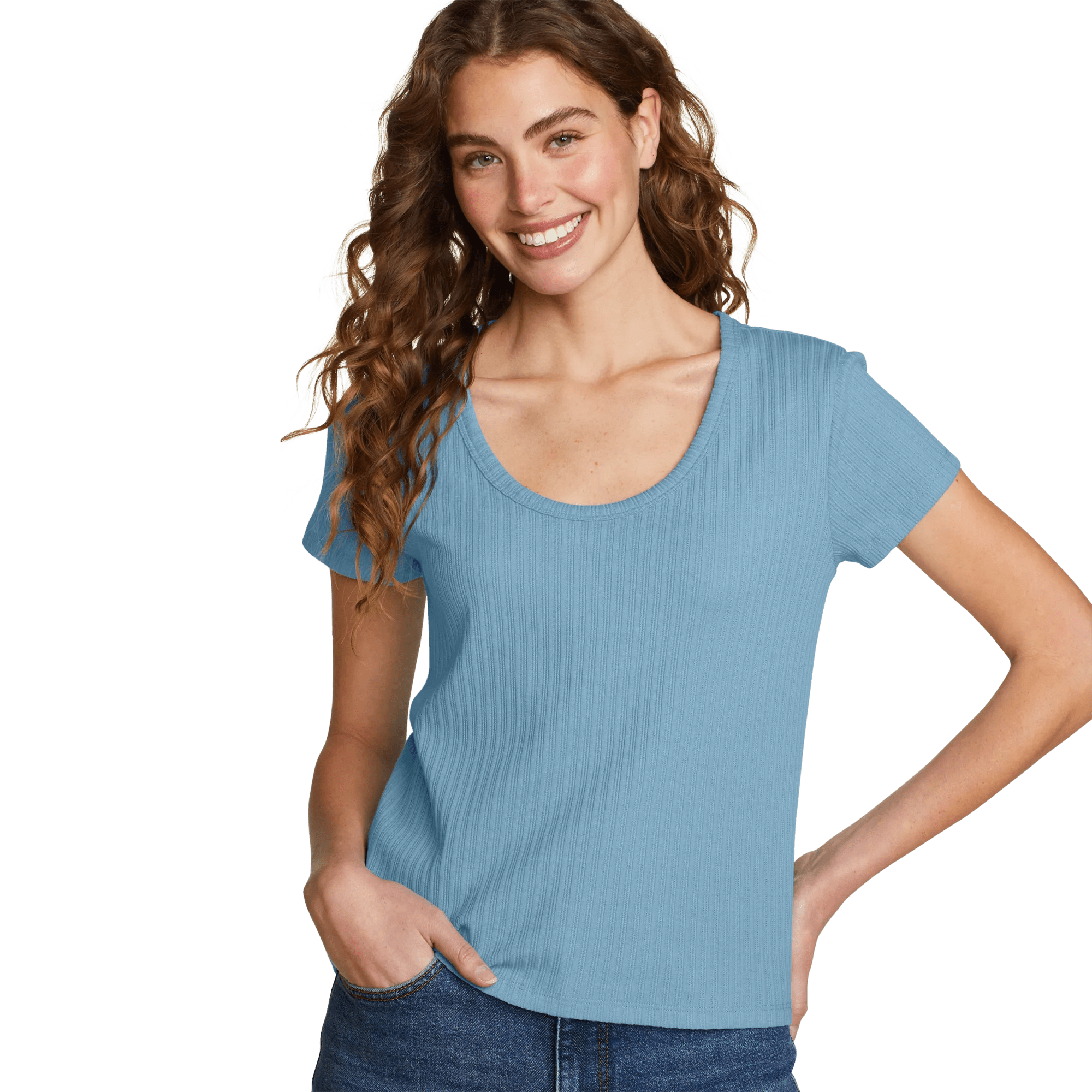 Women's Seaside Ribbed Scoop Neck T-Shirt - Image 3