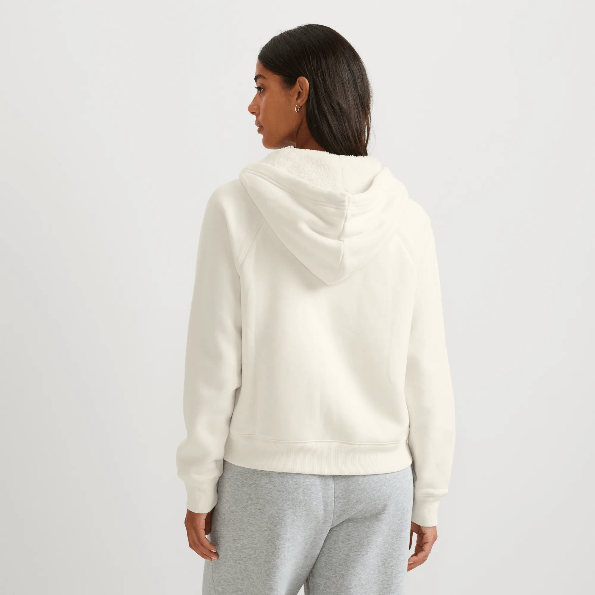 Women's Vintage Soft Faux Shearling-Lined Full-Zip Hoodie - Image 2
