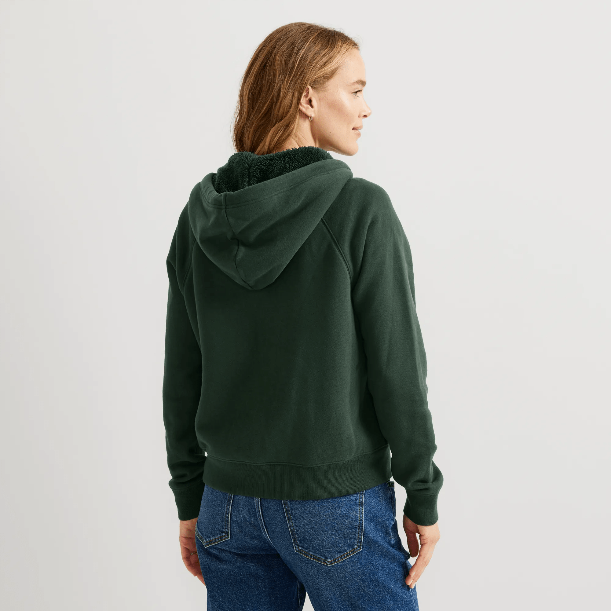 Women's Vintage Soft Faux Shearling-Lined Full-Zip Hoodie - Image 2