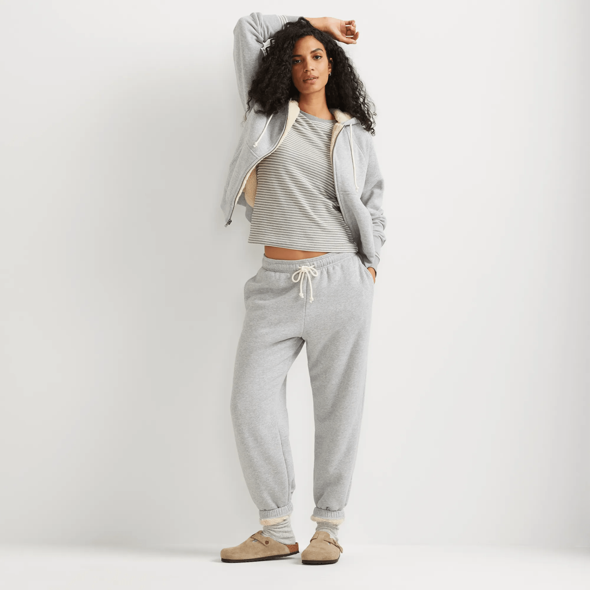 Women's Vintage Soft Faux Shearling-Lined Jogger Sweatpants - Image 3