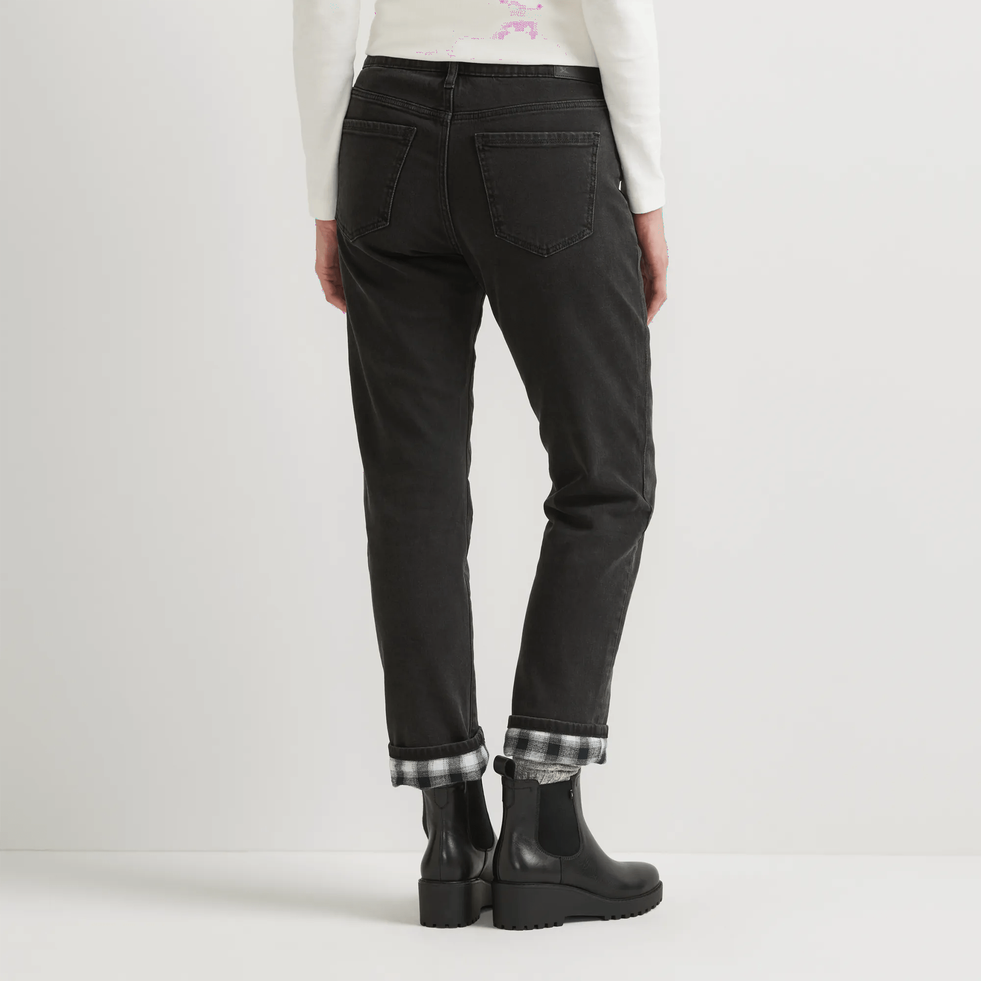 Women's Boyfriend Flannel-Lined Straight Leg Jeans - Image 2