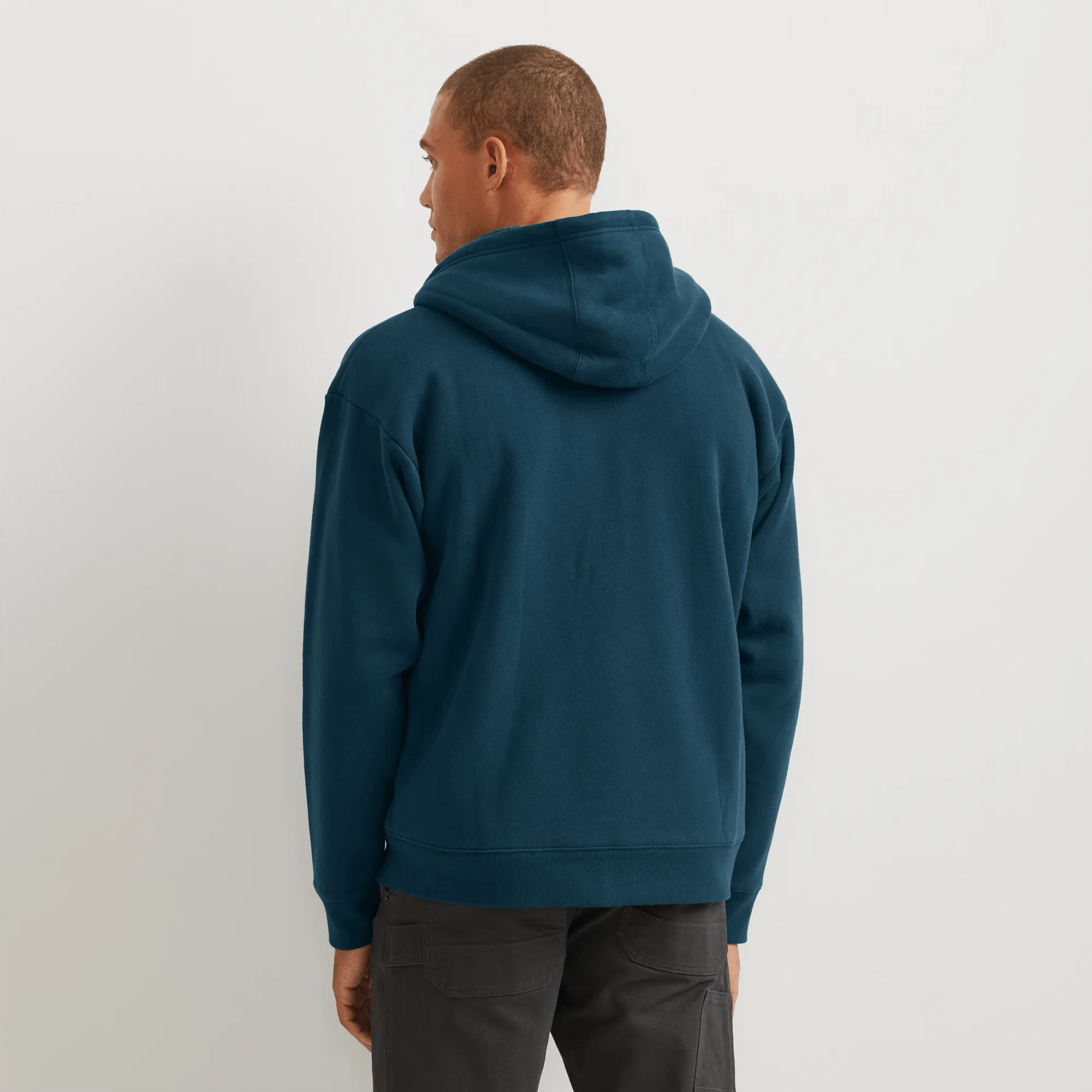 Men's Vintage Soft Faux Shearling-Lined Full-Zip Hoodie - Image 2