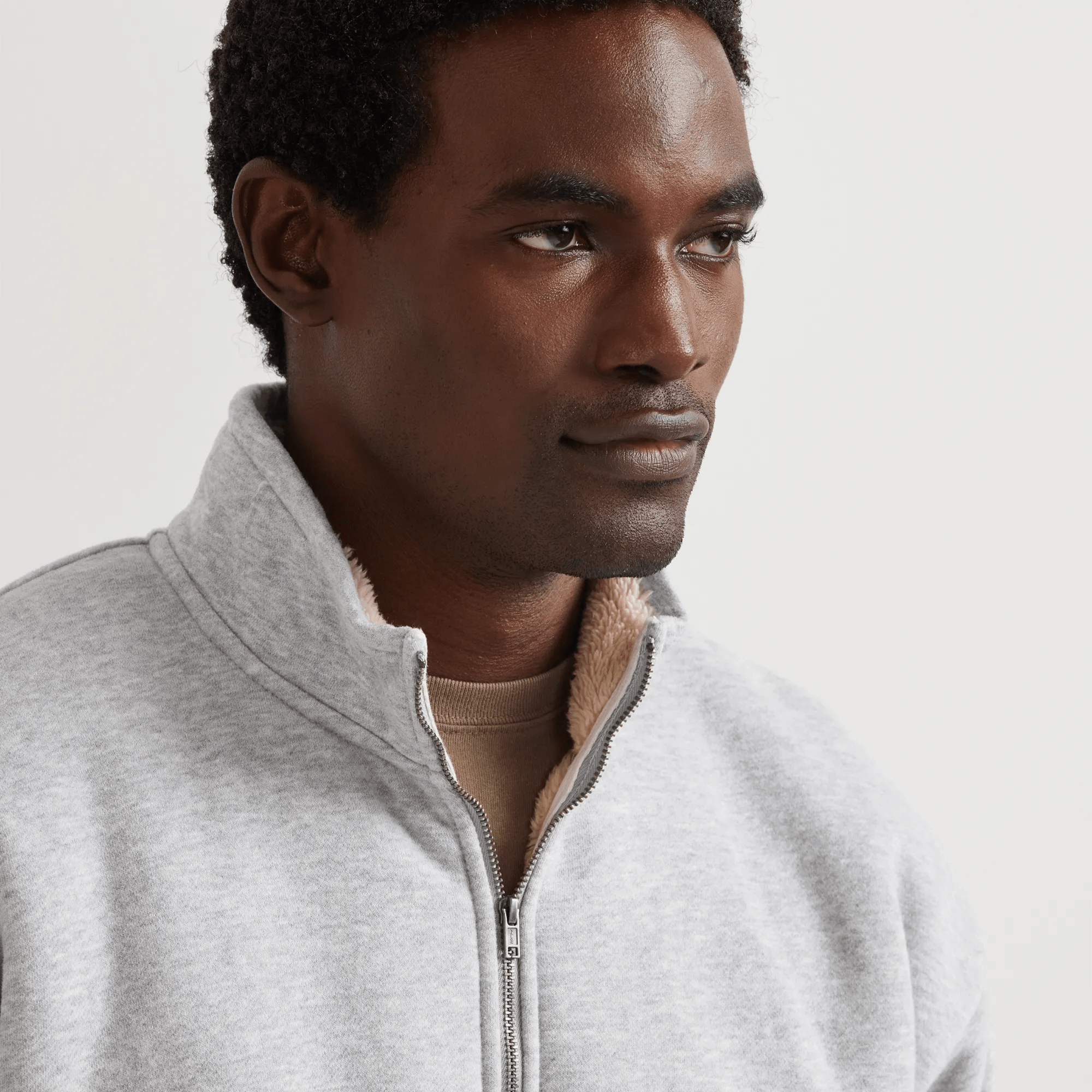 Men's Vintage Soft Faux Shearling-Lined 1/4-Zip Sweatshirt - Image 3