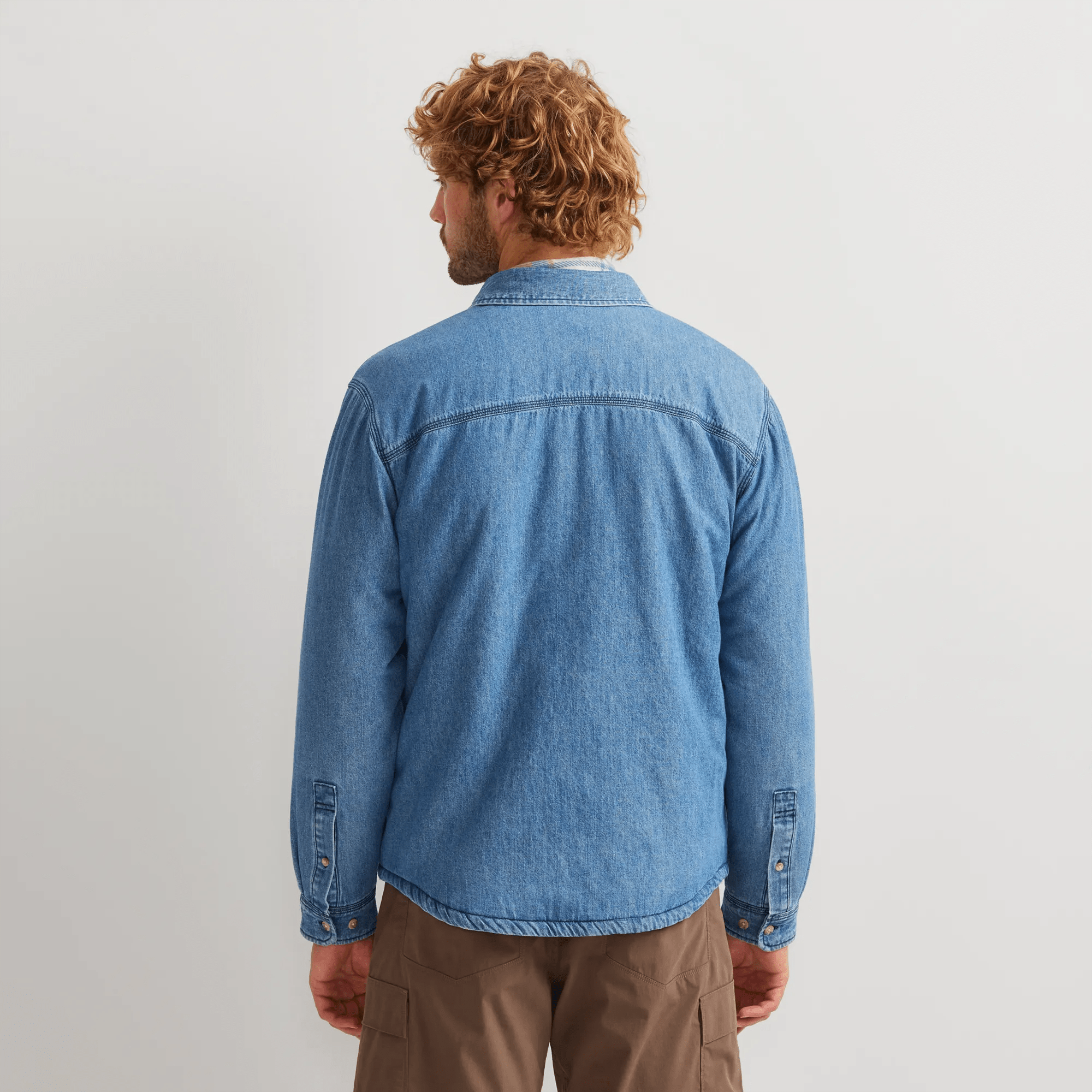 Men's Faux Shearling-Lined Denim Shirt Jacket - Image 2
