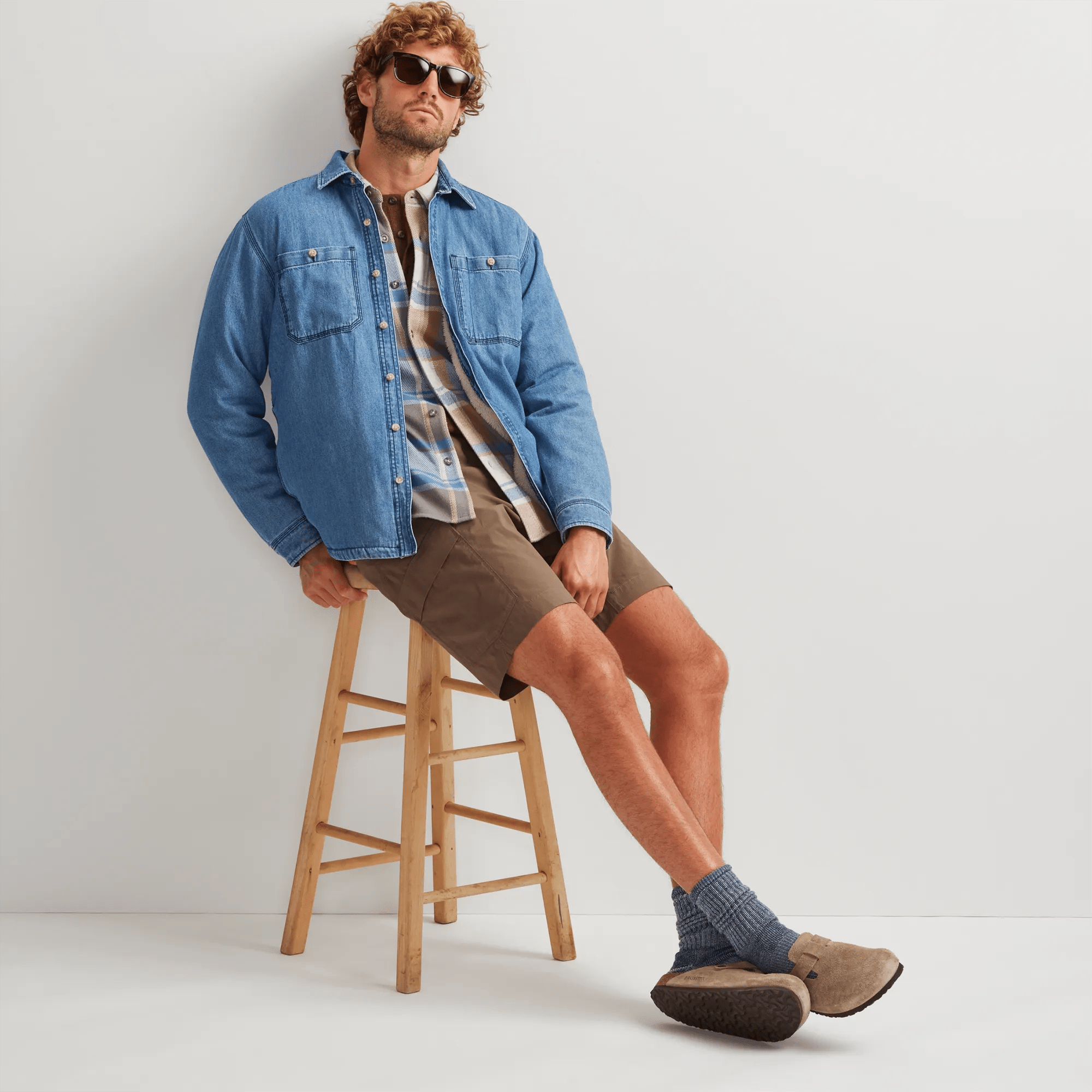 Men's Faux Shearling-Lined Denim Shirt Jacket - Image 5